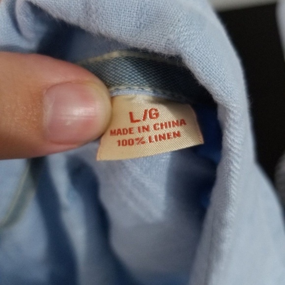 TOMMY BAHAMA Mens Button Down Blue Sz L 100% LINEN - Picture 6 of 7